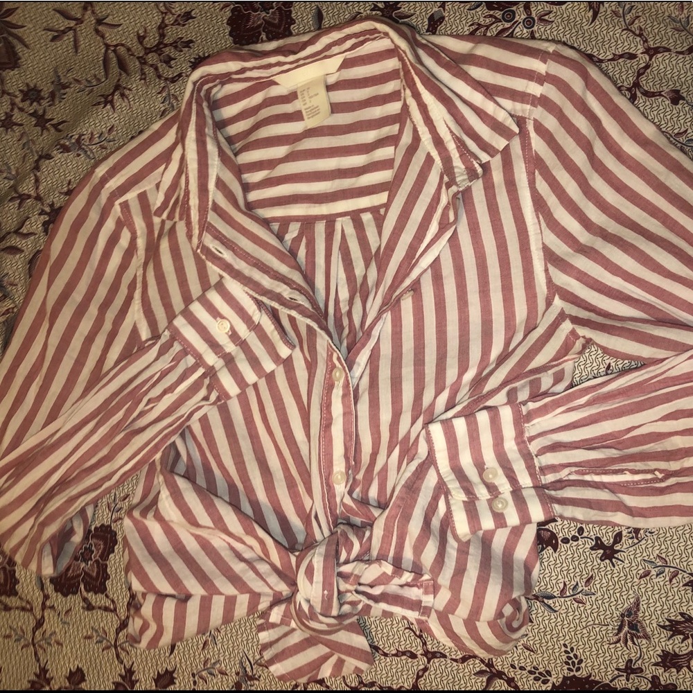 H&M pink/white striped top ✨